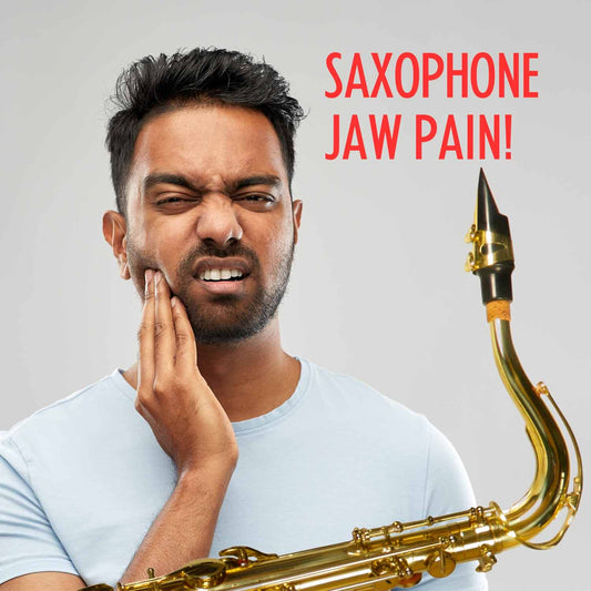 An image showing a saxophone player with jaw pain