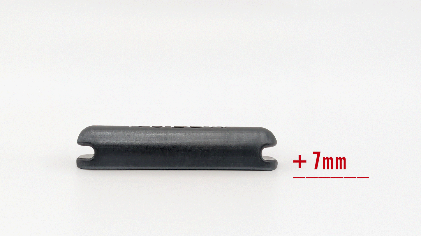 A gif showing how the RULON Saxophone Key Booster raises the key height of high F Sharp from 7 to 16 mm taller.