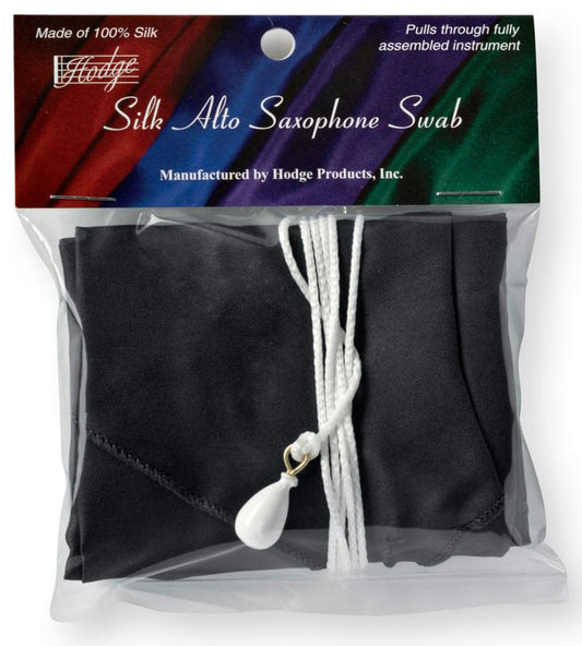 Black silk saxophone swab pulls through the whole sax body tube and neck tube to dry the saxophone, keep it cleaner, and help sax key pads not stick. 