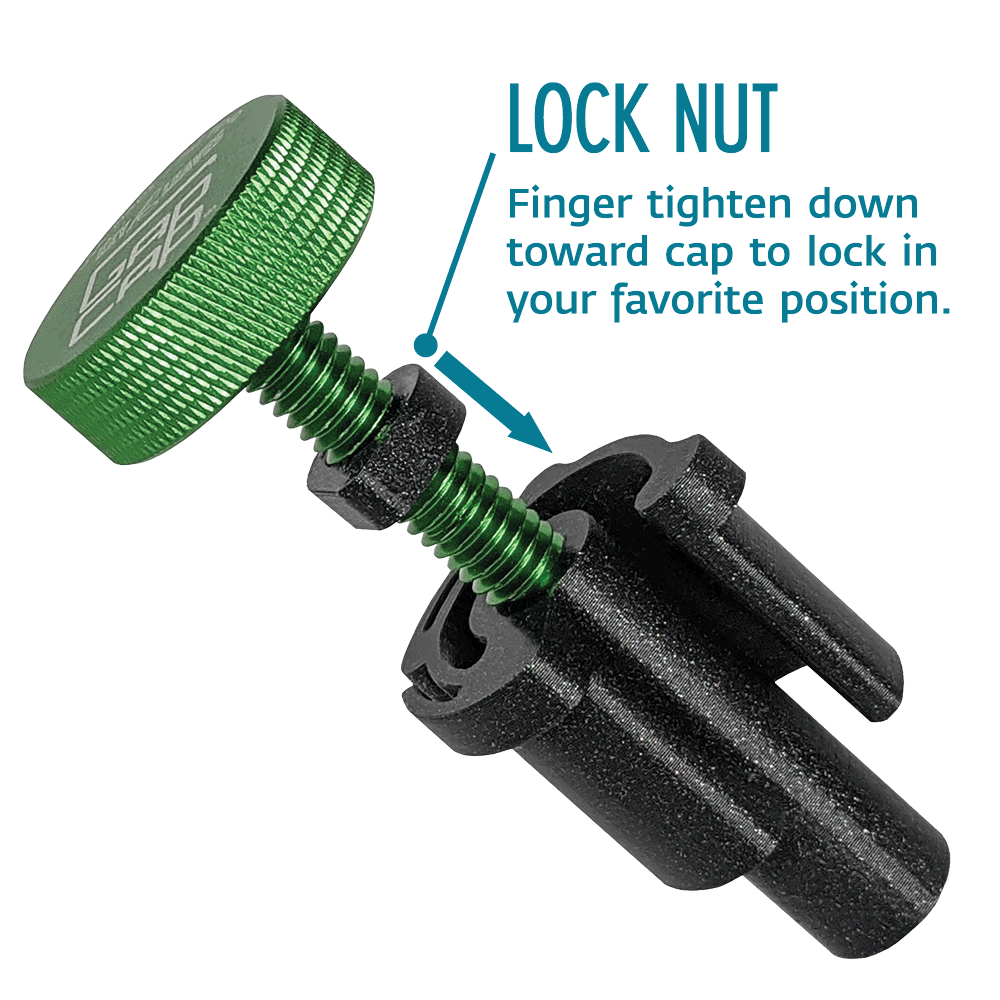 The GapCap® saxophone end plug includes a locking nut to hold your favorite length adjustment inside your saxophone case.
