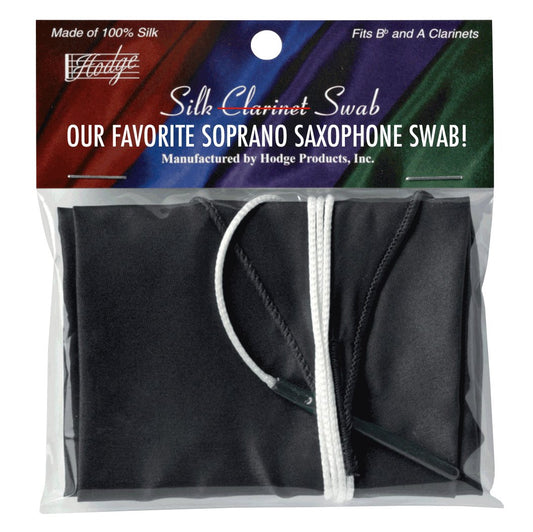 Hodge silk swab for soprano saxophone that pulls all the way through even the smallest soprano saxophone