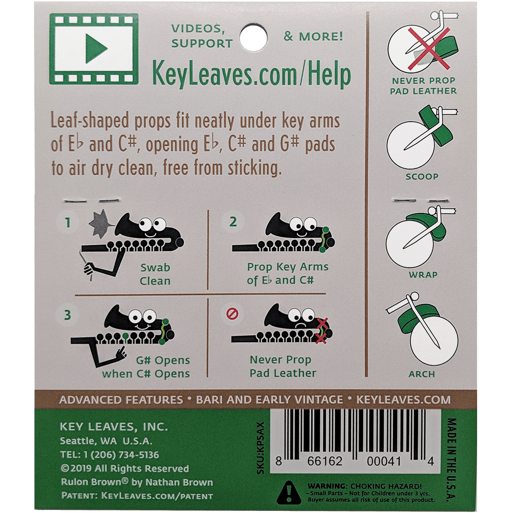 Key Leaves sax key props - Fix sticky saxophone pads