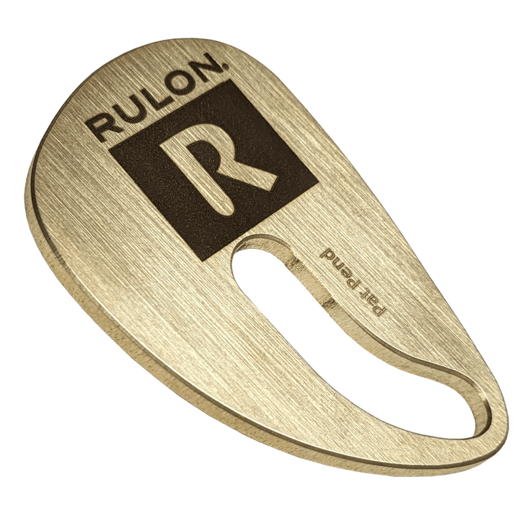 Raw brass saxophone rest designed by RULON BROWN. It replaces the right thumb hook of the saxophone and is adjustable to fit any hand size comfortably.