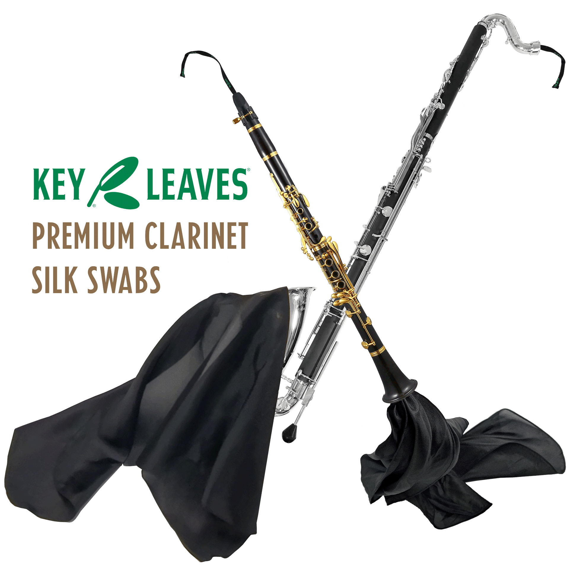 Key Leaves premium silk swabs for Bb clarinet and Bass Clarinet