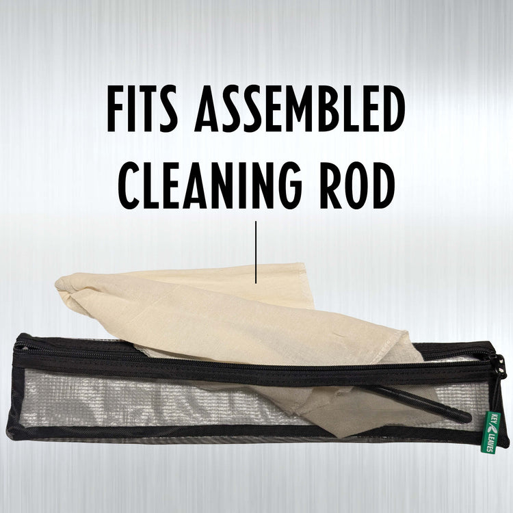 The FLUTE POUCH by Key Leaves has enough storage space to hold a fully assembled flute cleaning rod and other cleaning supplies.