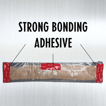 Strong adhesive strips help mount the Flute Pouch onto hard shell flute cases so the player has more storage space to hold cleaning supplies and swabs.