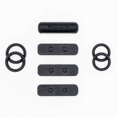 A photo showing the individual parts of the RULON Key Booster for Saxophone High F Sharp.