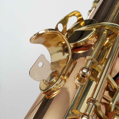 RULON Fingertip Screwdriver adjusting a thumb hook screw of an alto saxophone.
