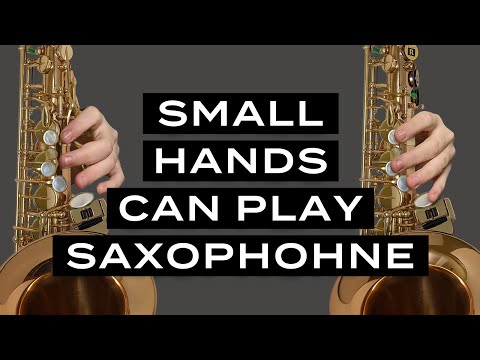 A video showing how to help small children with small hands begin playing saxophone. It demonstrates the RULON alto saxophone palm key removal kit that converts saxophones so small kids can play sax.