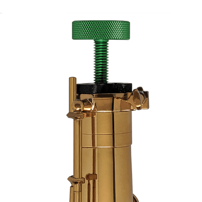 GapCap™ shown on a tenor saxophone helps protect the instrument from damage inside the case, protect the octave key, vent moisture away, and provide shock absorption from sax case drop or impact.