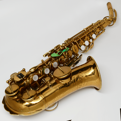 Key Leaves for vintage soprano sax cure sticky G sharp key and prevent pad rot. Shown here on a Buescher curved soprano sax.