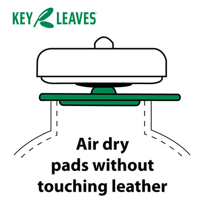 Key Leaves saxophone care products work without ever touching pad leather. The soprano sax care product touches the pad resonator and tone hole to safely air dry the pad leather and prevent sticking keys.